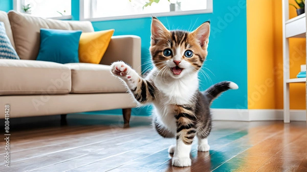 Obraz A cute cat struggles