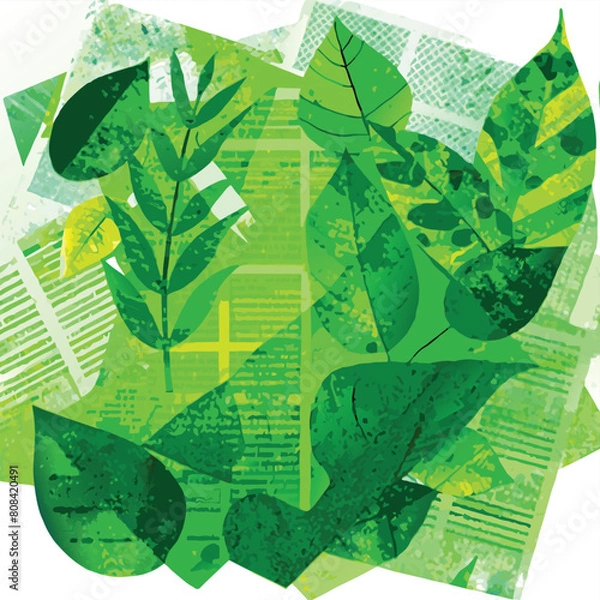 Obraz Intervened sheets in collage with newspaper texts included. Backgrounds artistic