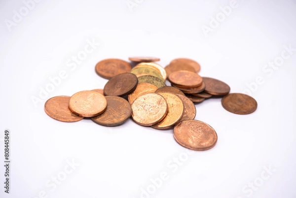 Fototapeta Pile of coin on white background
