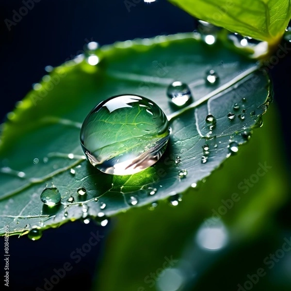 Fototapeta water drops on leaf