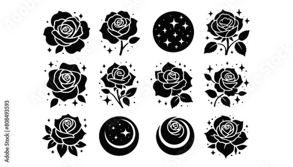Obraz Celestial Rose Silhouettes Vector Collection