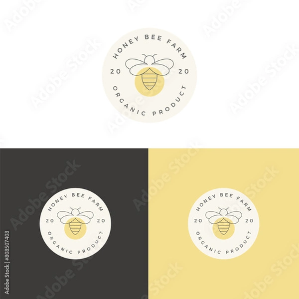 Obraz Vector natural buzzing bees organic product logo