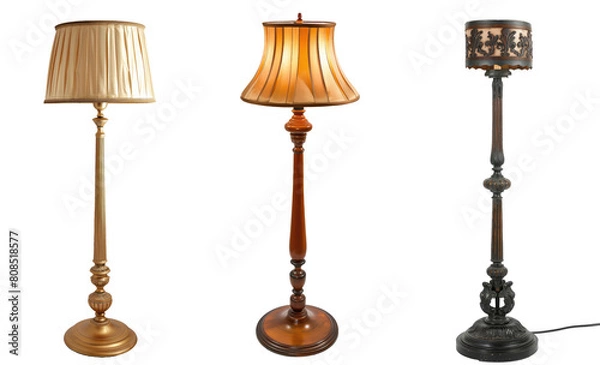 Fototapeta Collection of Candlestick Floor Lamp isolated on transparent or white backgroud png cutout clipping path