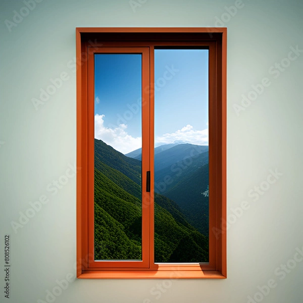 Fototapeta window, sky, frame, open, home, view, door, landscape	
