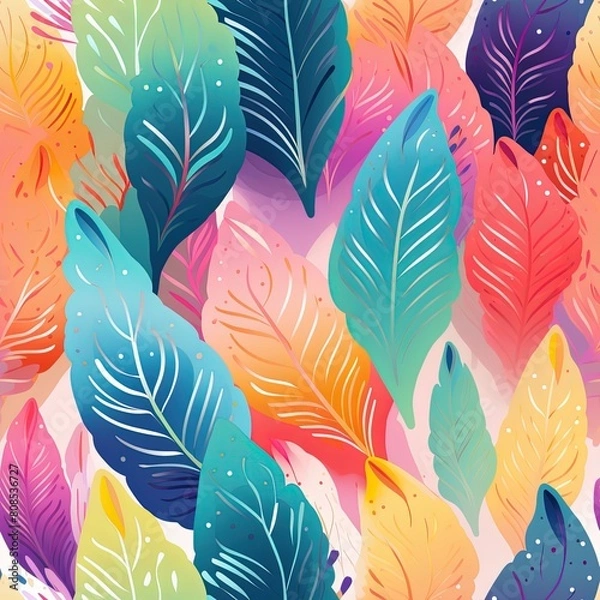 Fototapeta seamless background with feathers