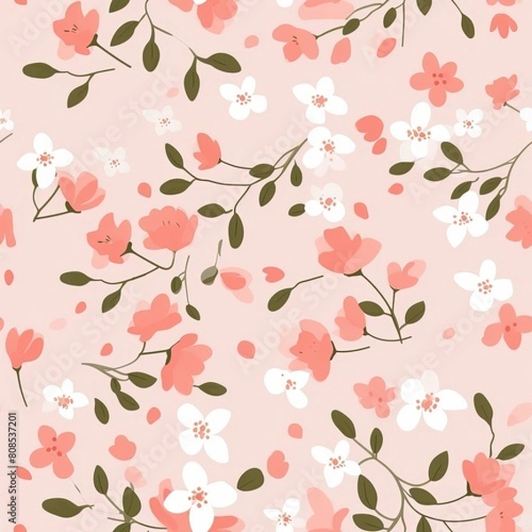 Fototapeta seamless pattern with cherry blossoms