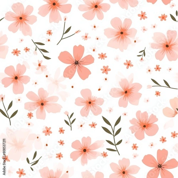 Fototapeta seamless pattern with pink flowers
