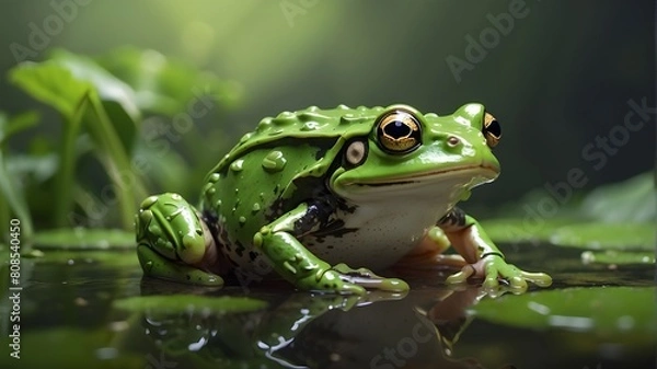Obraz green frog produced by AI