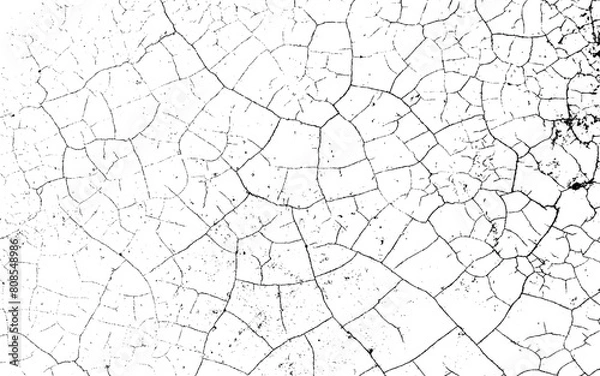 Obraz Black and white vintage of cracked concrete scribble effect, old wall background crack vector, grunge texture, Fractured texture ground