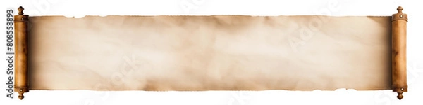 Obraz Vintage blank Horizontal paper scroll isolated on png transparency background with copy space