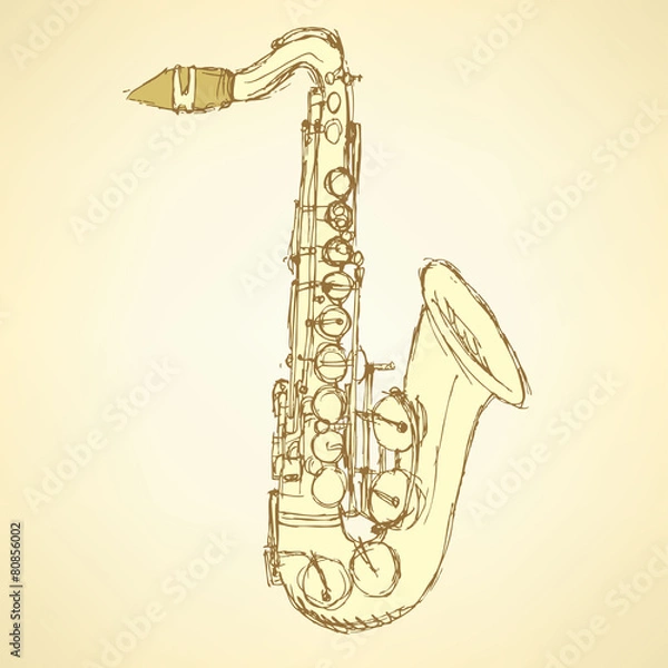 Obraz Sketch saxophone musical instrument