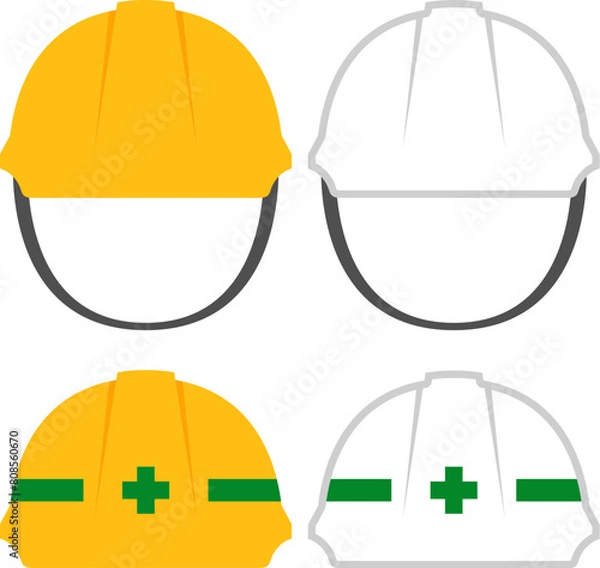 Fototapeta 黄色と白のシンプルな工事用ヘルメット