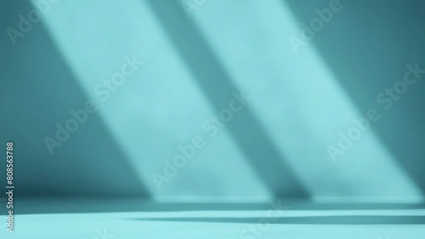 Fototapeta Abstract cyan studio background for product presentation. Empty room with shadows . Generative Ai