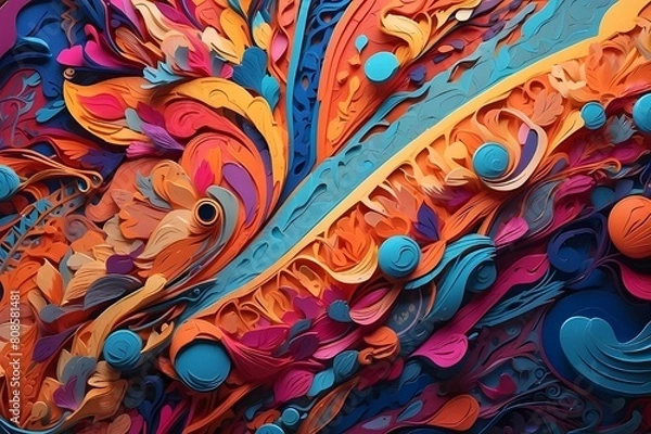 Fototapeta A stunning, abstract ase with vibrant colors and intricate patterns, rendered in a modern, digital style.