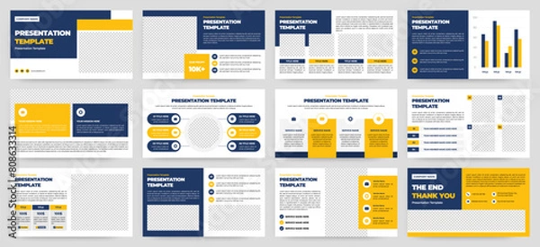 Fototapeta Modern presentation slide templates. Infographic elements template set for web, print, annual report brochure, business flyer leaflet marketing and advertising template. Vector Illustration.