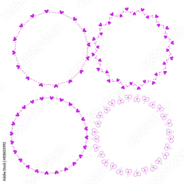 Obraz Hand drawn hearts border and frames collection