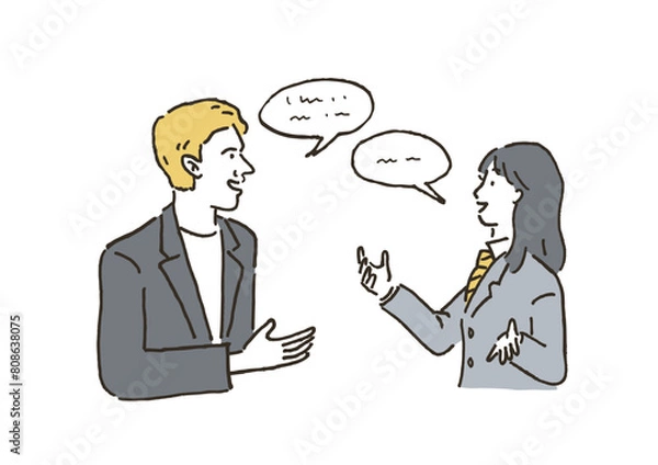Obraz 英語で会話する男女のイラスト