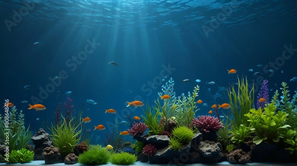 Fototapeta Underwater world. Coral reef and fishes in Red sea at Egypt. Generative .Ai 
