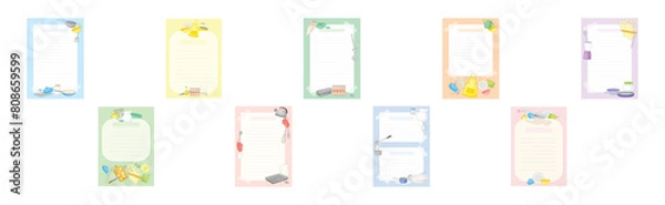 Fototapeta Recipe Card Form for Writing as Cookbook Sheet Vector Set