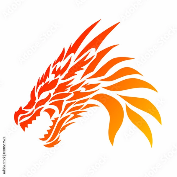 Fototapeta illustration vector graphics of tribal art design abstract dragon head tattoo