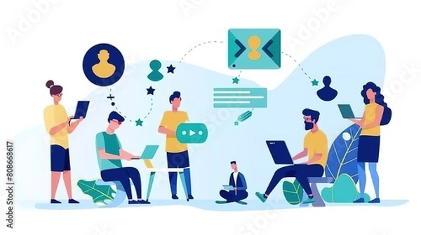 Fototapeta A group of people are working together on a project