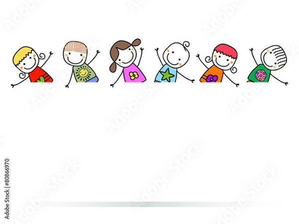 Obraz happy kiids with banner