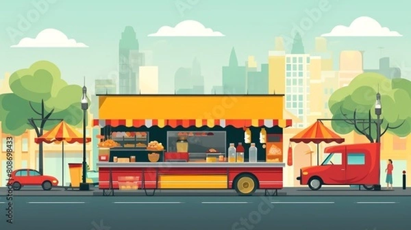 Fototapeta A small business owner is trying to make a go of it in the big city