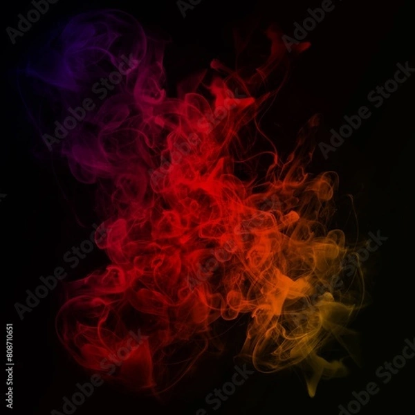 Fototapeta red plasma clasp smoke effect, smoke or fire glow, visual effect layer overlay isolated black