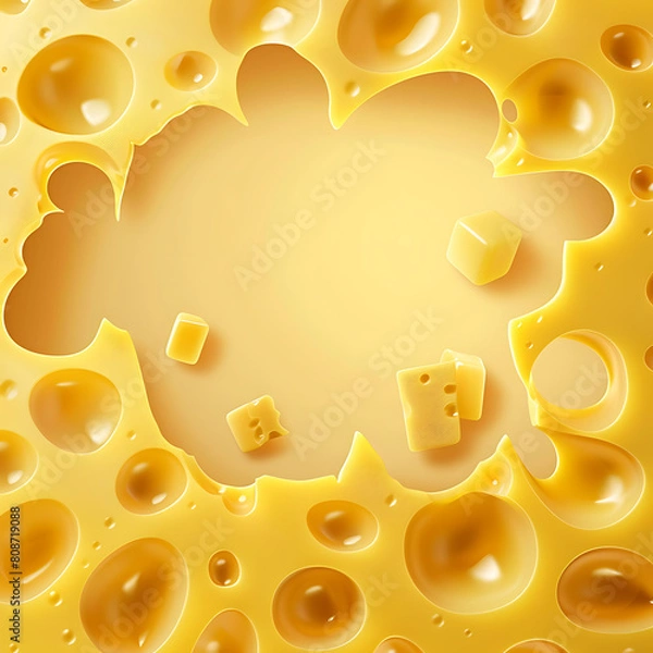 Fototapeta Melted cheese border frame . Empty design template