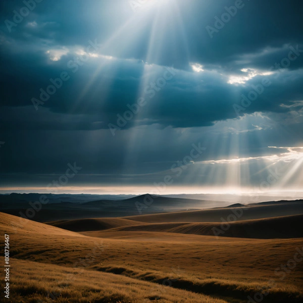Fototapeta a man standing looking for hope in a lonely field