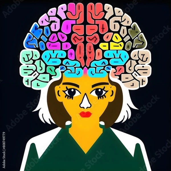 Fototapeta person with a brain. AI generated art