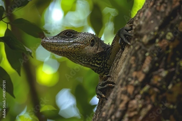 Obraz Lizard Perched on Tree