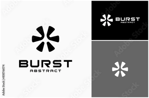 Fototapeta Abstract Burst Blast Explosion Light Spark Firework Simple Modern Vector Logo Design Illustration