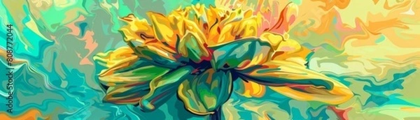 Fototapeta Generate an abstract painting of a flower using bright and vivid colors