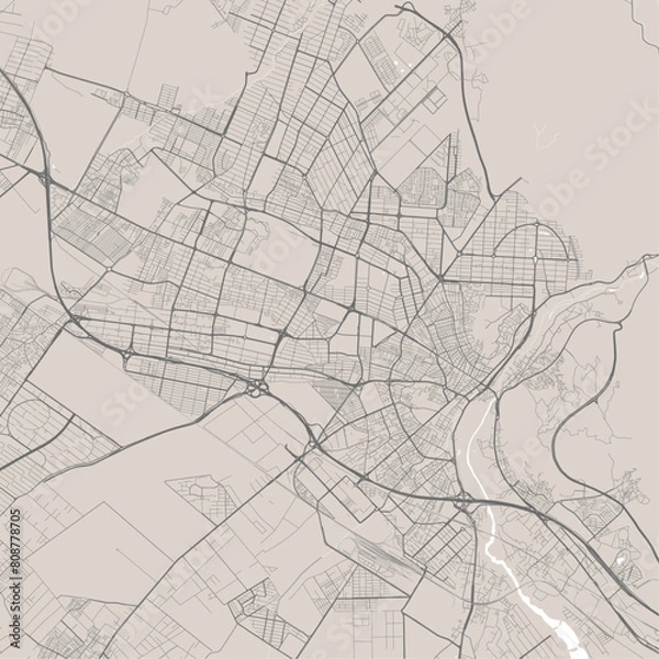 Obraz Karaj map, city in Iran. Streetmap municipal area.