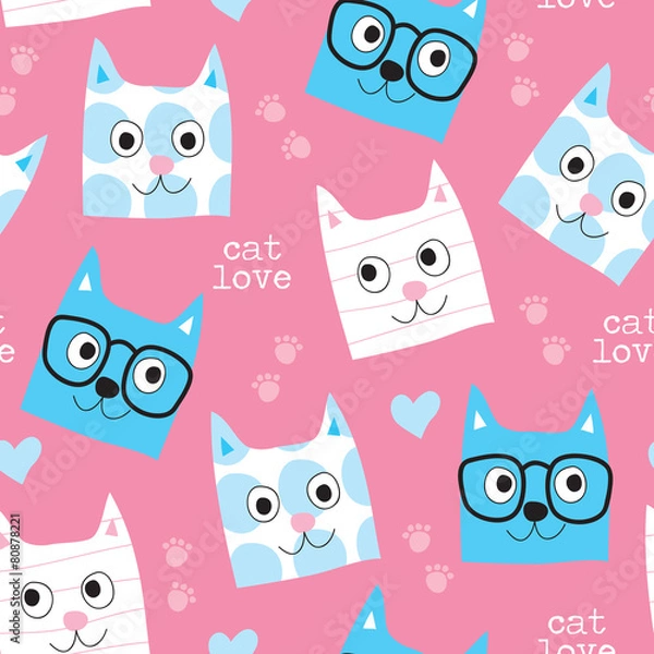 Obraz seamless cat pattern vector illustration