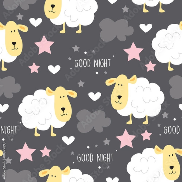 Fototapeta seamless sheep pattern vector illustration