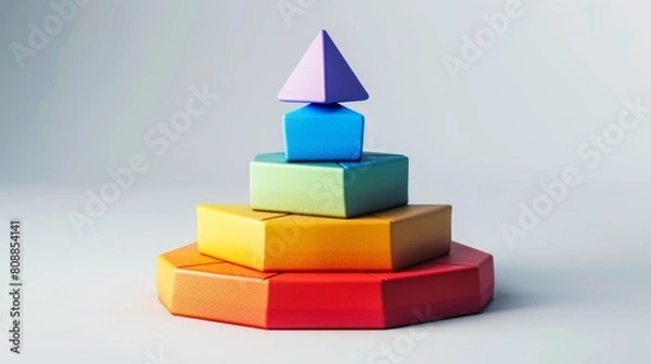 Fototapeta An illustration pyramid out of colorful pie chart slices.