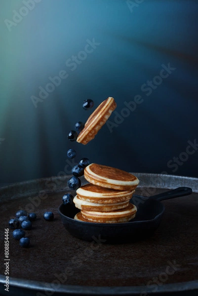 Obraz Pfannkuchen mit Blaubeeren