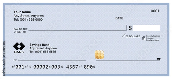 Fototapeta Blank bank check