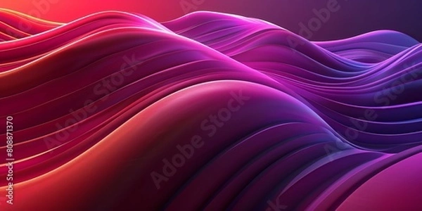 Fototapeta Abstract wallpaper created from Magenta 3D Undulating lines. Colorful 3D Render with copy-space.
