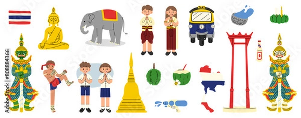 Fototapeta Thailand Collection 1 cute on a white background, vector illustration.