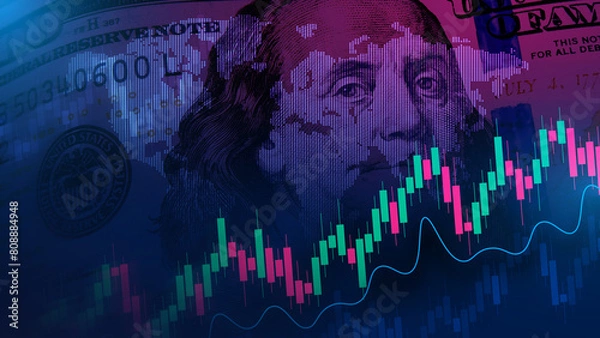Obraz Optimistic Financial Markets: Dollar and World Map Design