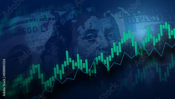 Obraz Optimistic Financial Markets: Dollar and World Map Design