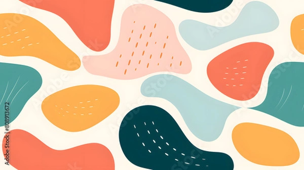 Fototapeta modern color palate organic shapes pattern abstract graphic poster background