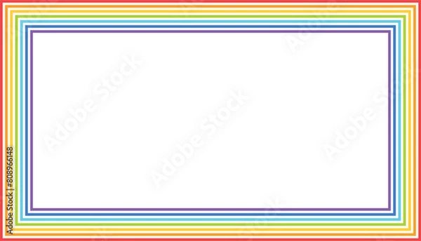 Fototapeta Striped colorful frame in seven rainbow. Striped colorful rainbow border frame background design. Colorful paint splatter background