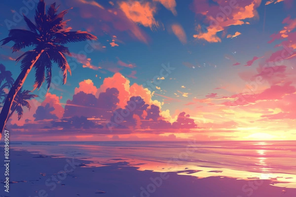 Fototapeta 夕焼け空と海