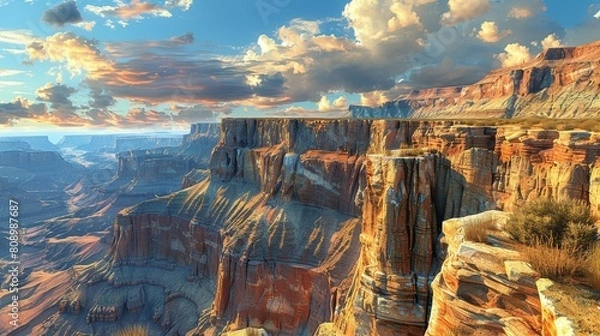 Fototapeta Nature Gradients Canyon: A 3D illustration capturing gradients in a canyon landscape