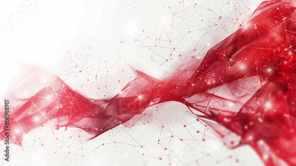 Fototapeta A red line with white dots and stars