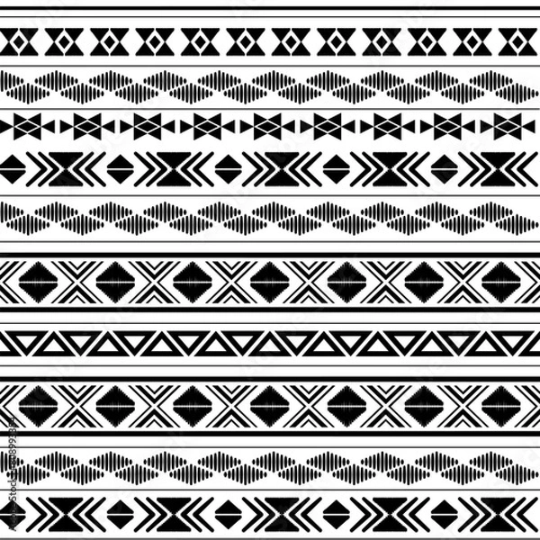 Fototapeta Seamless ethnic pattern. Handmade. Horizontal stripes. Vector illustration.